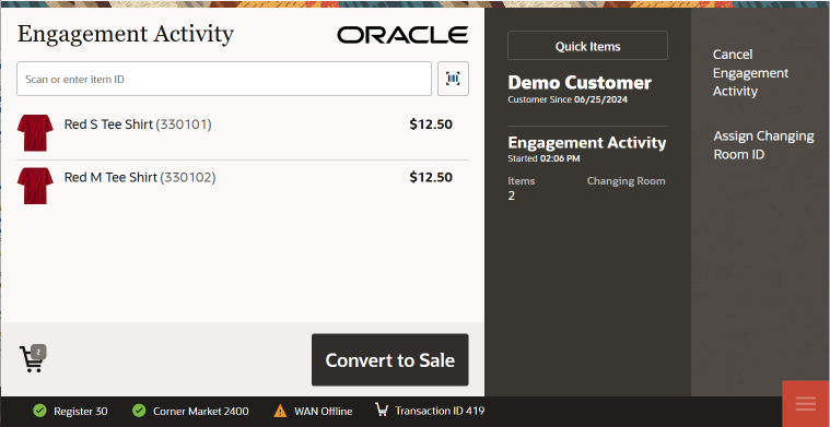 Engagement Activity Options - Convert to Sale Engagement Activity Options - Convert to Sale