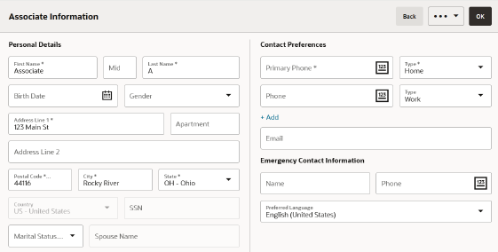 Associate Maintenance Context Menu