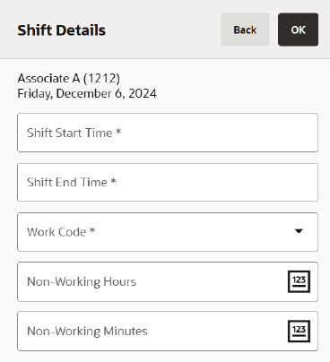 Associate Schedule Data Form