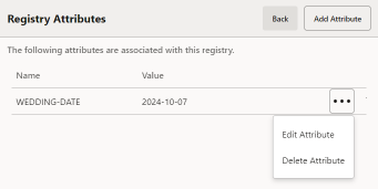 Gift Registry Attribute Options