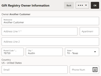 Gift Registry Owner Information