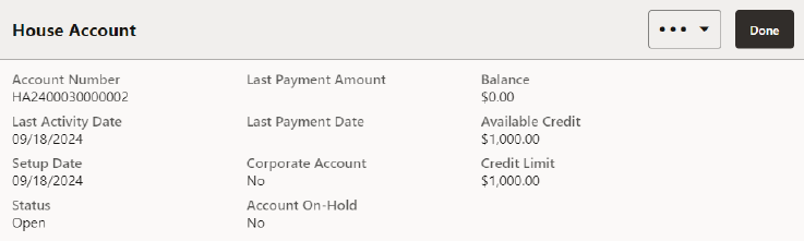 House Account Details House Account Details