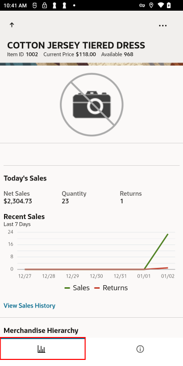 Item Dashboard (Handheld) - Item Overview