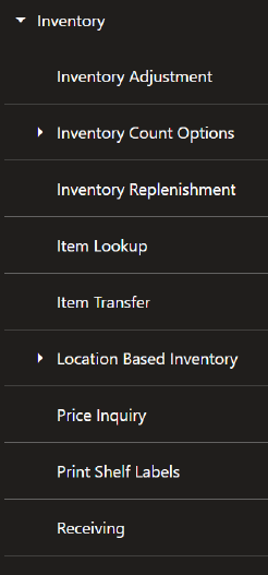 Inventory Menu