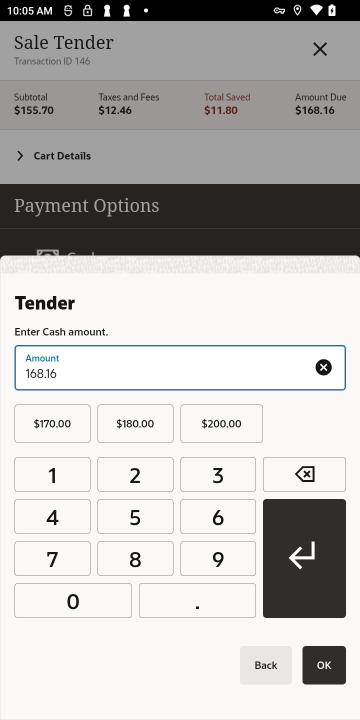 Tender Cash Amount Prompt - Handheld