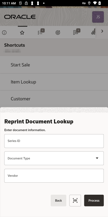 Reprint Document Lookup - Handheld