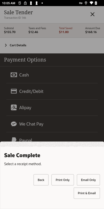 Receipt Options - Handheld