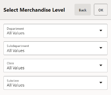 Select Merchandise Level