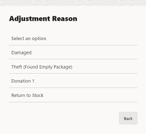 Inventory Adjustment Reason List