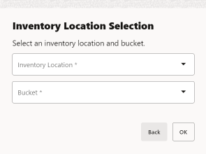 Inventory Location Selection Form