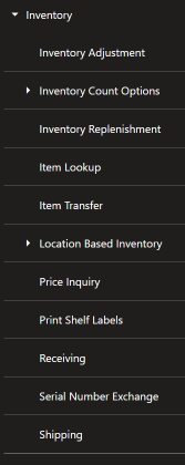 Inventory Menu Inventory Menu