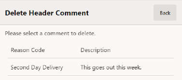 Delete Header Comment Selection