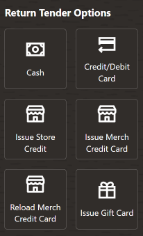 Local Order Return Tender Types for Customer Present