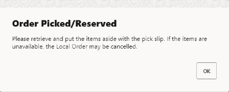 Local Inventory Order Picked