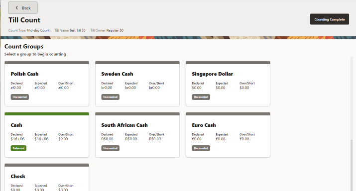 Mid-day Count Summary