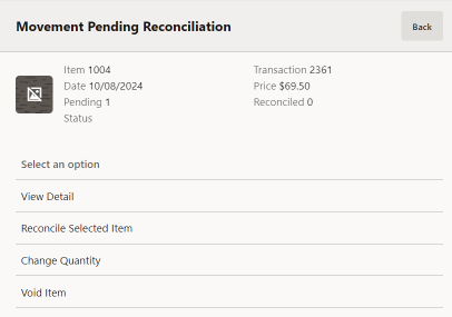 Movement Pending Item Menu