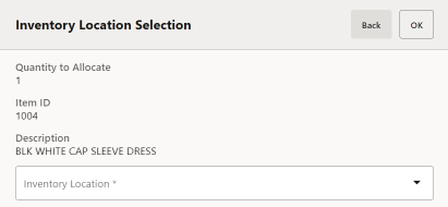 Select Source Location for Item Being Reconciled