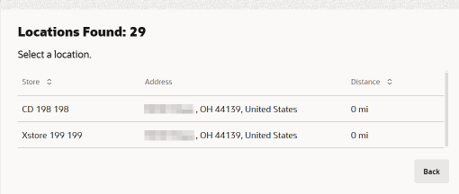 Search Location Results List