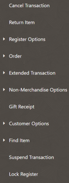Transaction Screen Menu Transaction Screen Menu