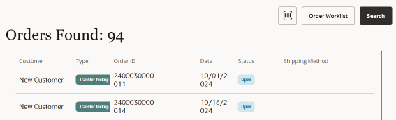 Order Search List