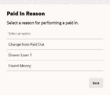 List of Paid In Reasons