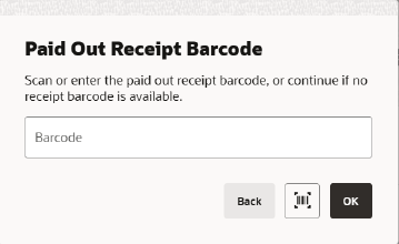 Paid Out Receipt Barcode Prompt