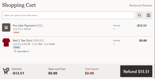 Sale Screen - Refund Deposit