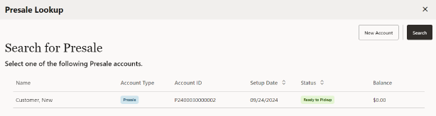 Presale Account Found