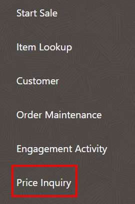 Home Screen Menu - Price Inquiry