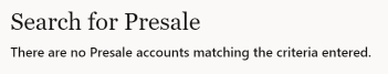No Presale Accounts