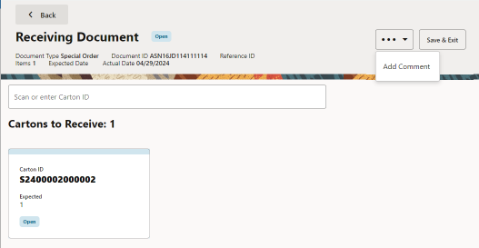 Carton List Context Menu