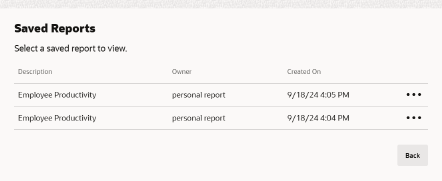 List of Saved Reports
