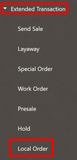 Extended Transaction Menu