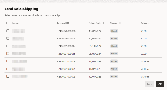 Send Sale Shipping List
