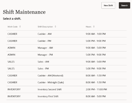 Shift List