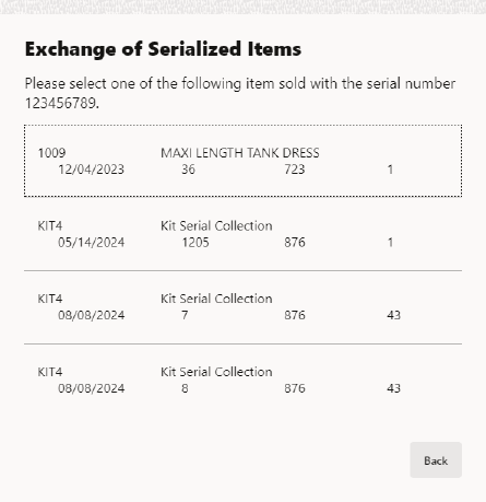 Mobile POS Serialized Items
