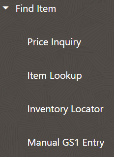 Find Item Menu