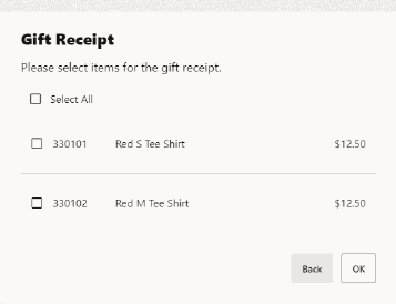 Gift Receipt Items