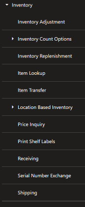 Inventory Menu Inventory Menu