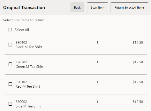 Mobile POS Original Transaction Information
