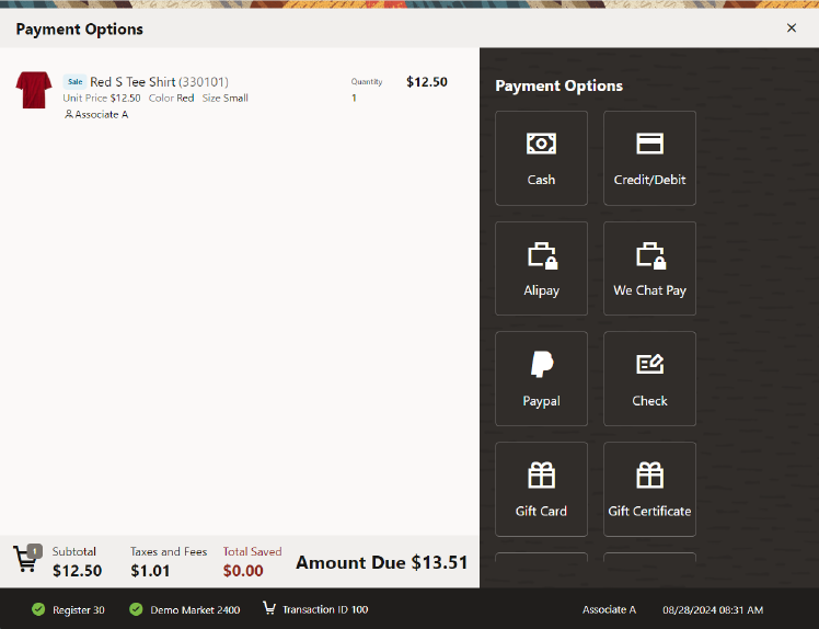 POS Tender Options