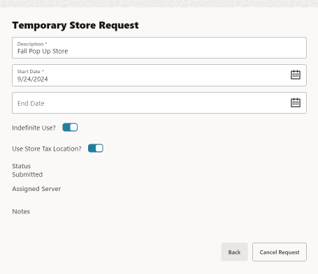 Cancel Temporary Store Request