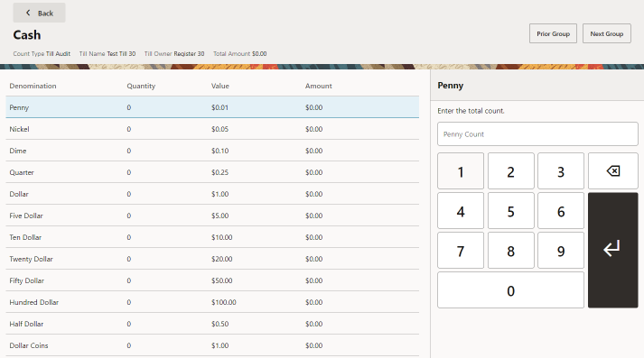 Till Audit Denomination