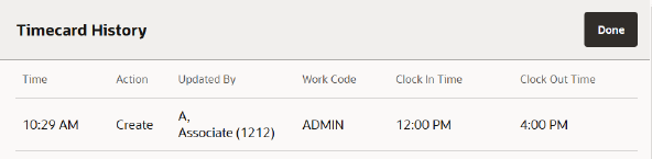 Timecard Record History