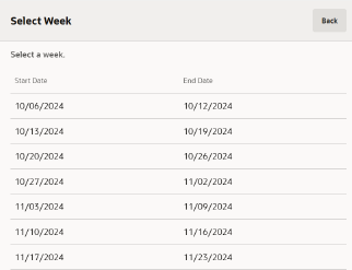 Schedule Weeks List - Time Off