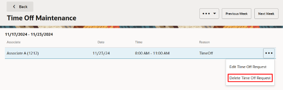 Delete Time Off Request