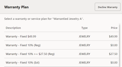 Warranty Plan List