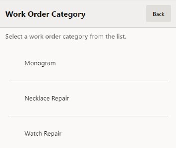 Work Order Categories