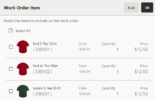Items Eligible For Work Order