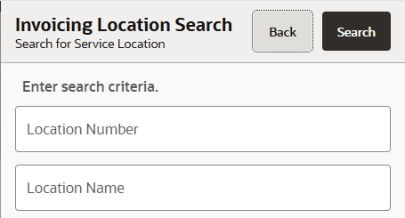 Invoicing Location Search Form